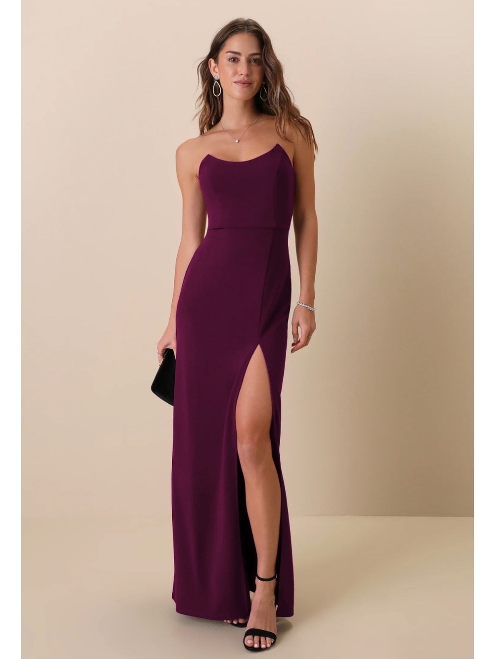 NWT Lulus Sensational Beauty Plum Purple Strapless Maxi Dress XS